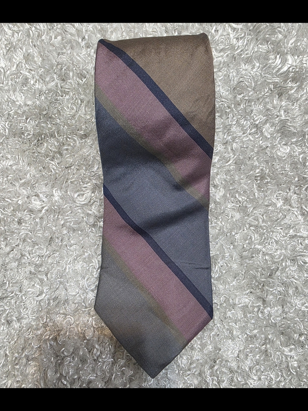 Mario Valentino Brown, Purple and Navy Diagonal Stripe Tie